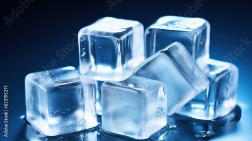 Ice cubes on a blue background 