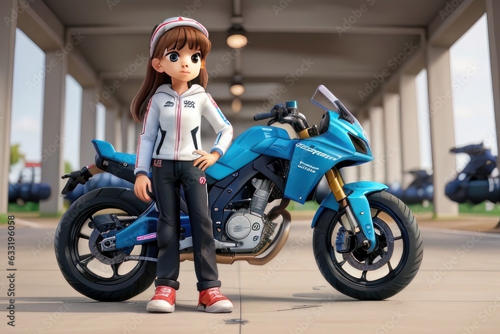 girl standing in front of bike