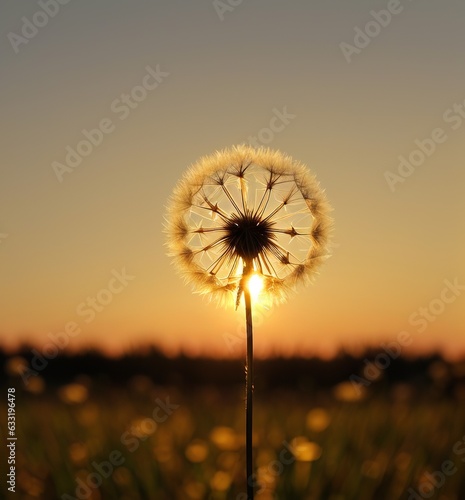 Golden Sunset with Dandelion