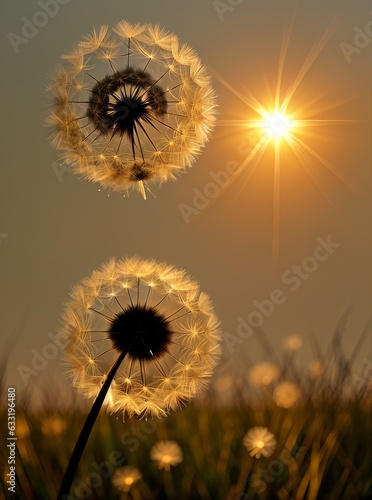 The Serenity of a Dandelion Field at Sunrise