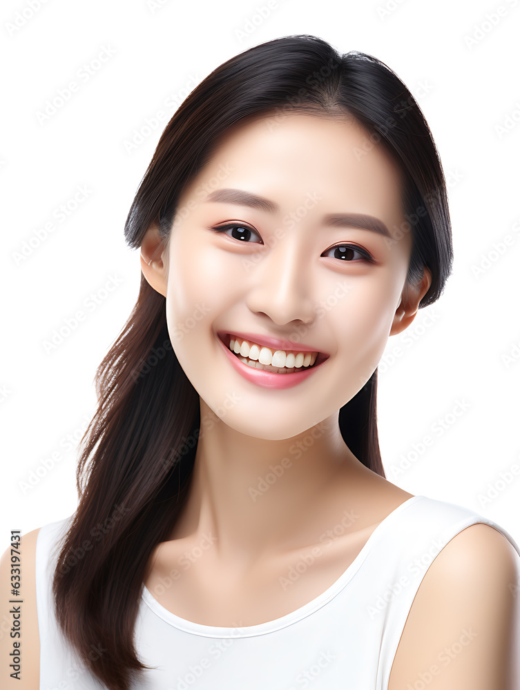 Asian Woman Smiling with Perfect Teeth. Dentist Concept Asian Woman Smiling with Perfect Teeth. Dentist Concept