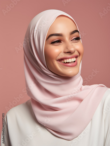 Muslim Woman Smiling with Perfect Teeth. Dentist Concept