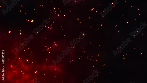 Flying embers particle background. Fire particles background. Fire sparks particles background.