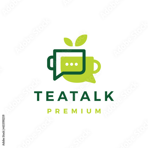 Tea Chat Talk Bubble Logo Vector Icon Illustration