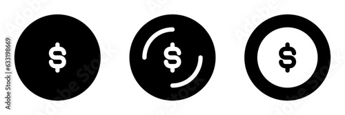 Coin dollar icon set for business and financial