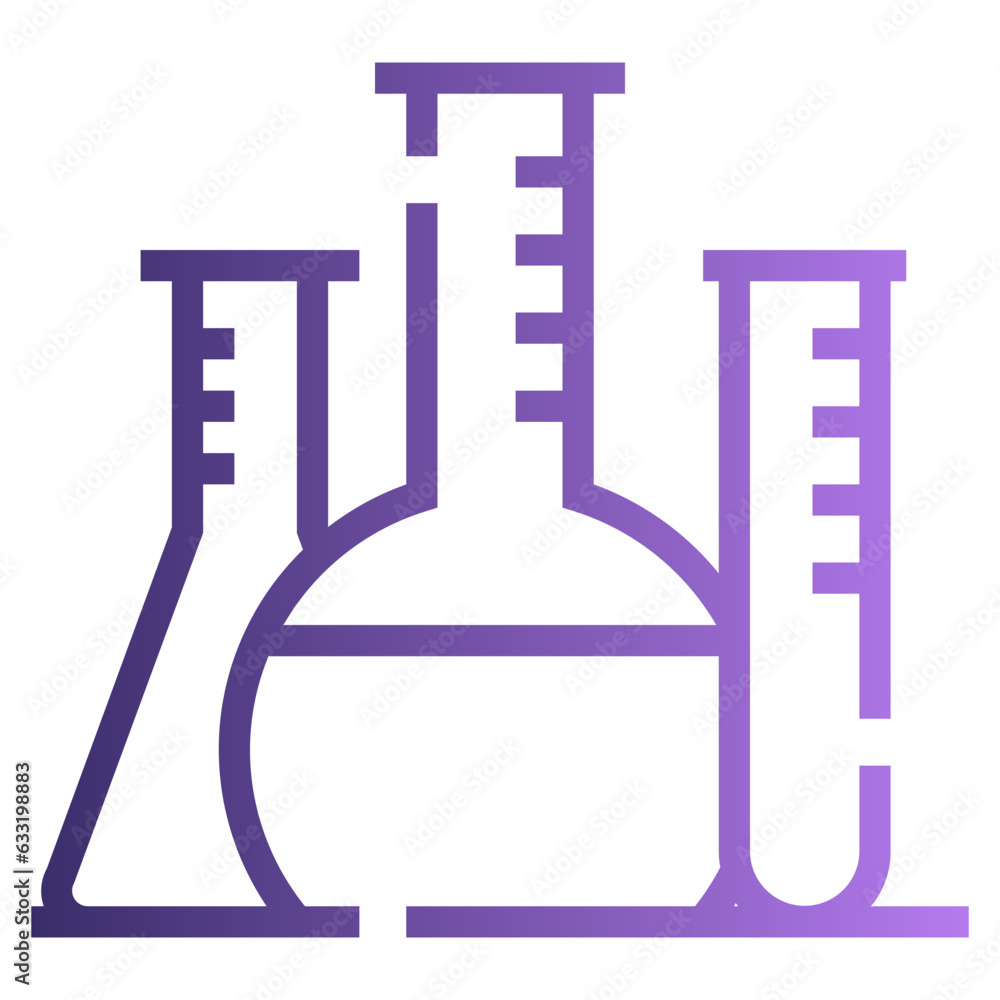 Lab glassware gradient icon on white background