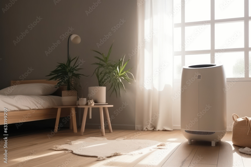 A white air purifier and dehumidifier product
A white air purifier and dehumidifier product