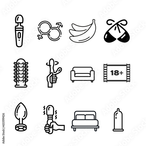 Icon set sex toys illustration vector style.