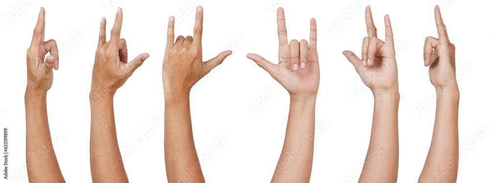 Male asian hand gestures isolated over the white background. Love sign. Male asian hand gestures isolated over the white background. Love sign.