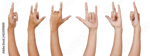 Male asian hand gestures isolated over the white background. Love sign.