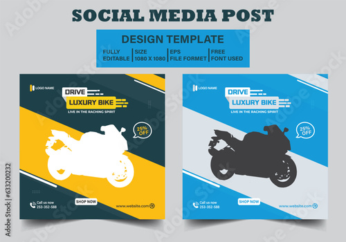bike social media post and web banner design template