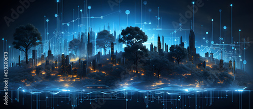 an animated scene with digital city lights