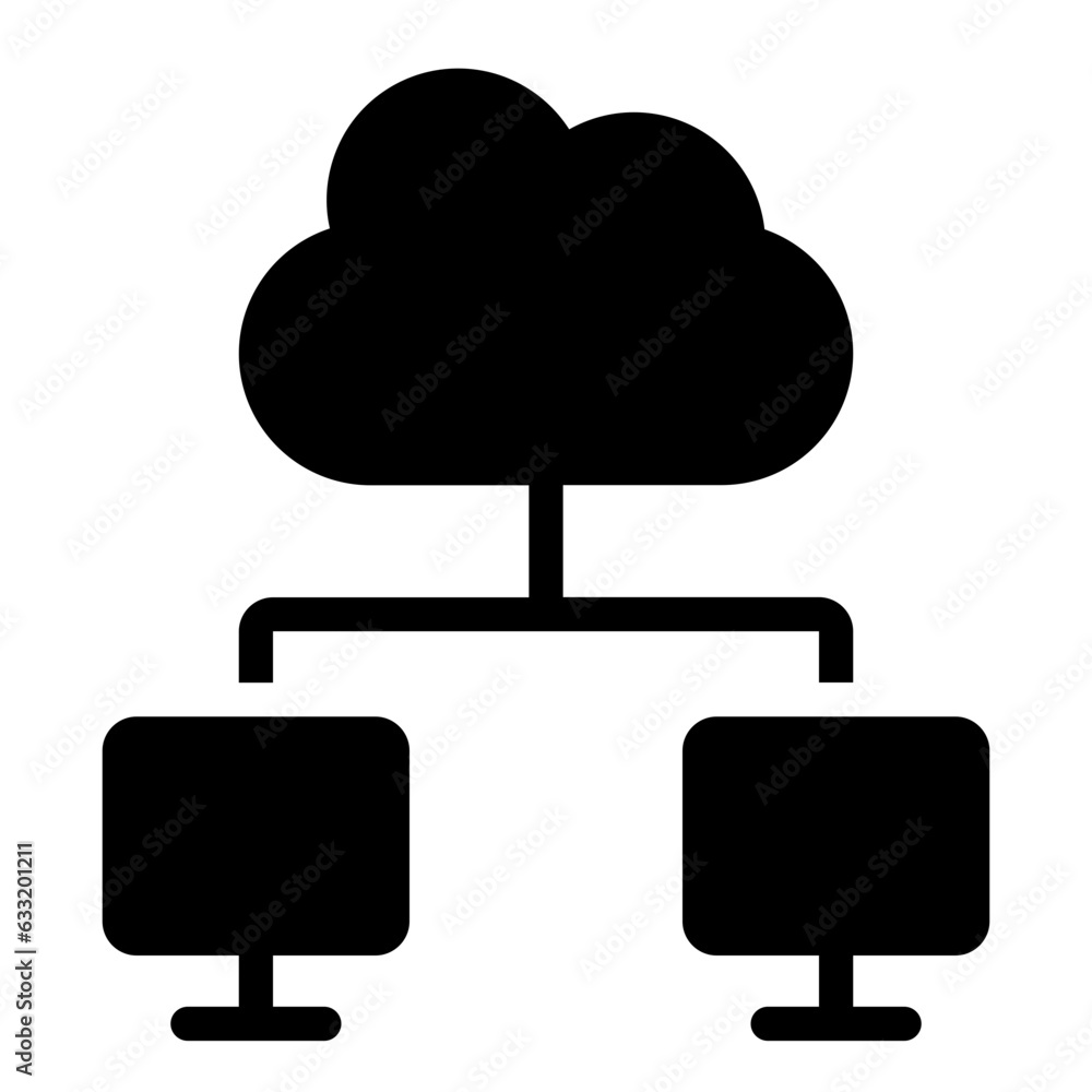 Cloud Service Sharing solid glyph icon Cloud Service Sharing solid glyph icon