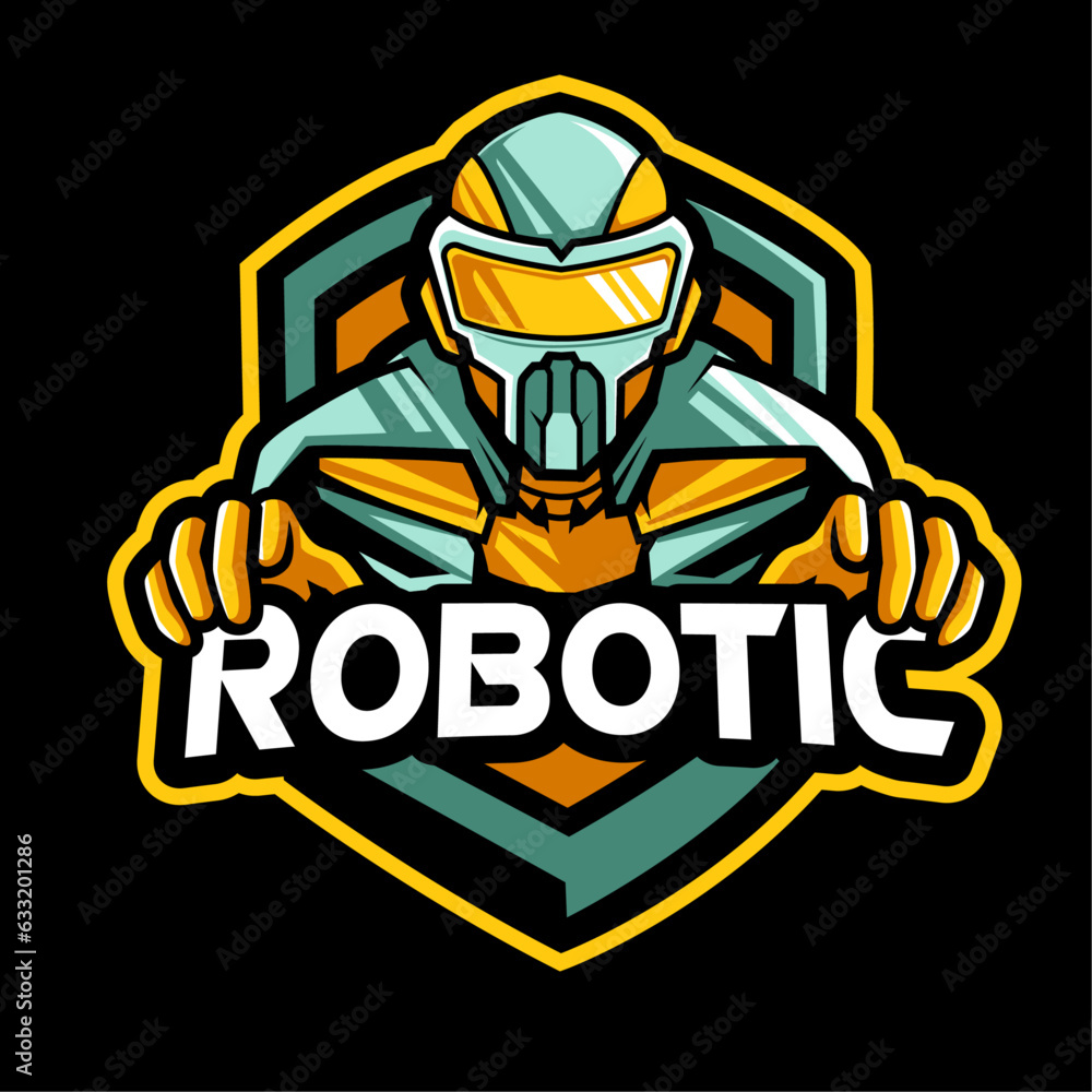 robot e sport mascot logo design