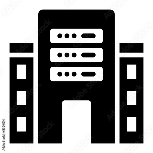 Data Center  Building solid glyph icon