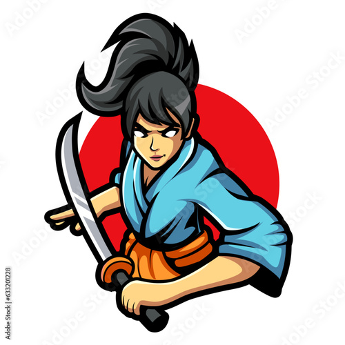 Assassin girls e sport mascot logo design vector illustration