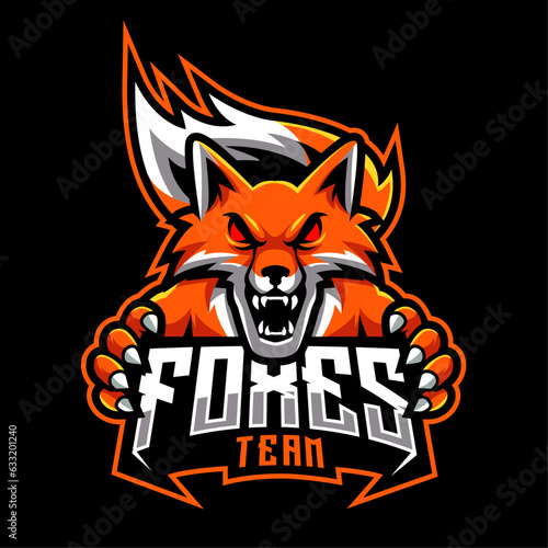 fox angry mascot e sport logo design