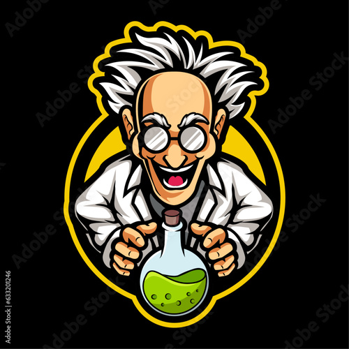 Scientist Mascot Logo Design isolated