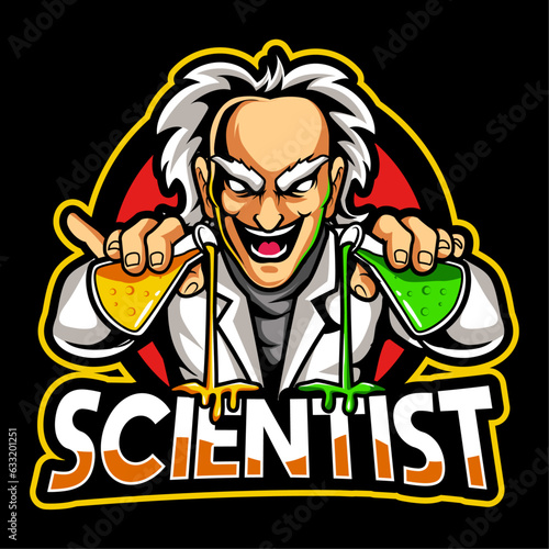 Scientist Mascot Logo Design isolated