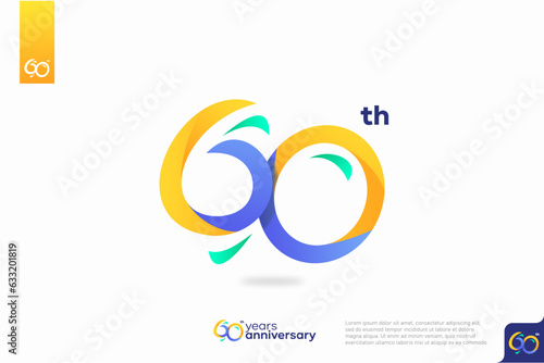 Number 60 logo icon design, 60th birthday logo number, anniversary 60