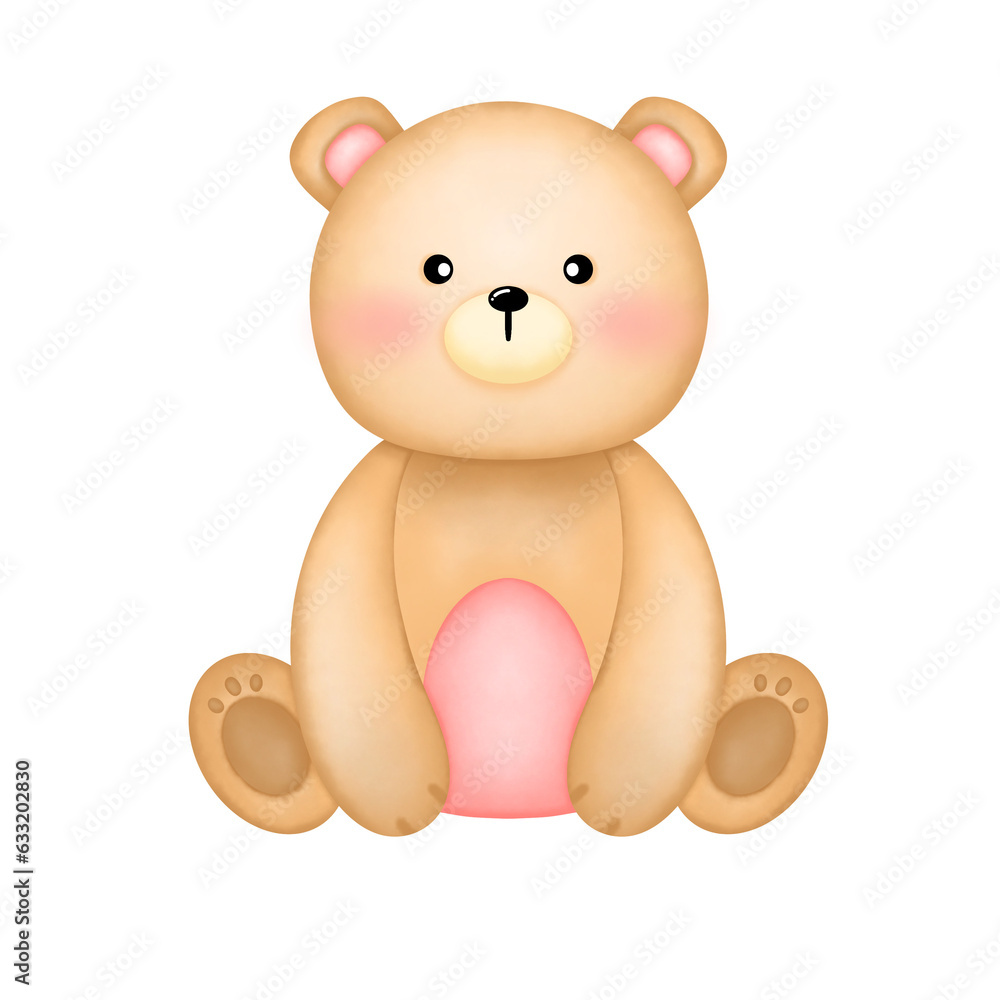 Fototapeta premium cute little brown bear in sitting position element image