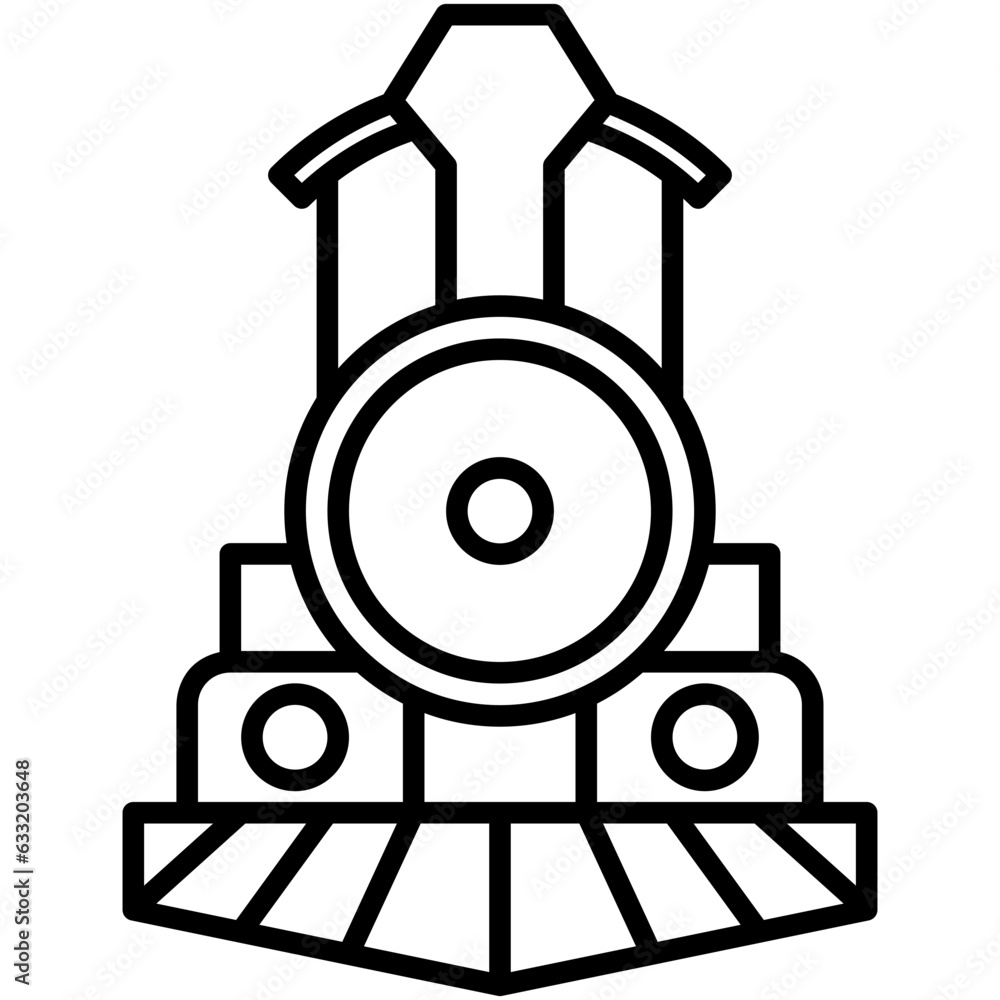 Locomotive Icon. Vintage Steam Train Symbol Stock Illustration. Vector Line Icons For UI Web Design And Presentation