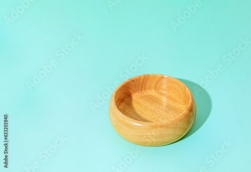 wooden bowl on space scene used for food decoration