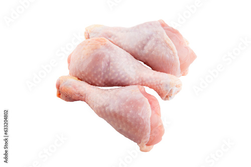 Raw chicken legs isolated with clipping path. chicken drumstick close-up