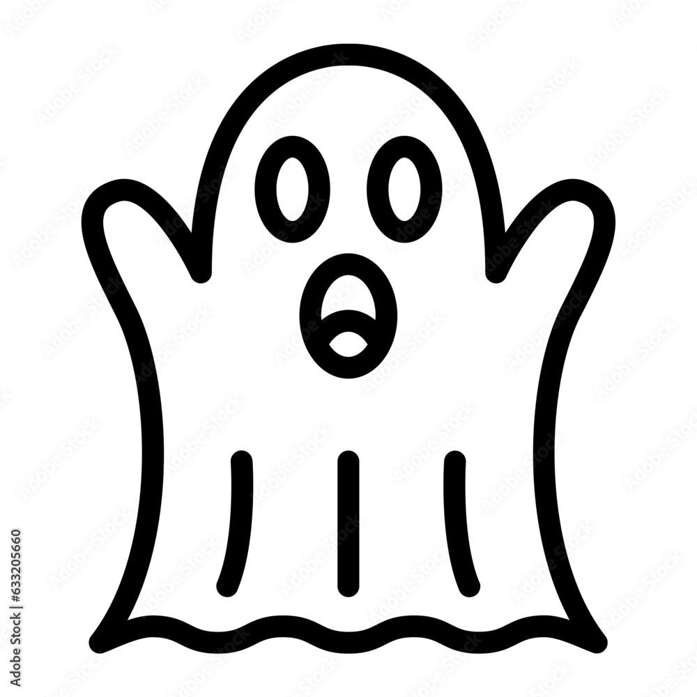 Ghost cute character outline icon