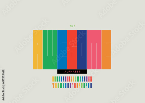 Vector of stylized modern font and alphabet	