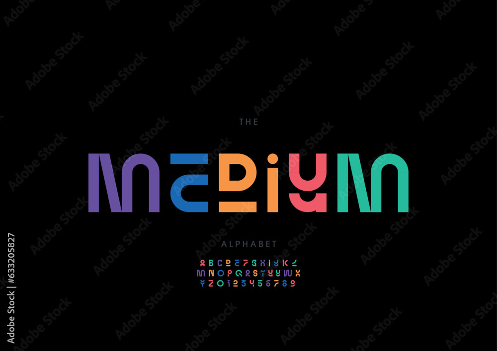 Obraz premium Vector of stylized modern font and alphabet