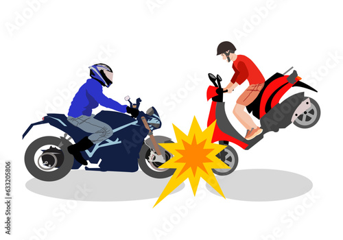 Motorcycle and bike crash on the road. Accident have happen every time everyday.