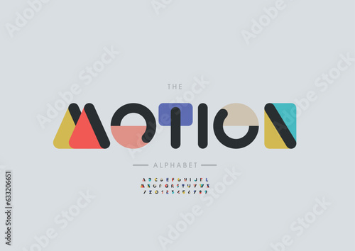 Vector of stylized modern font and alphabet