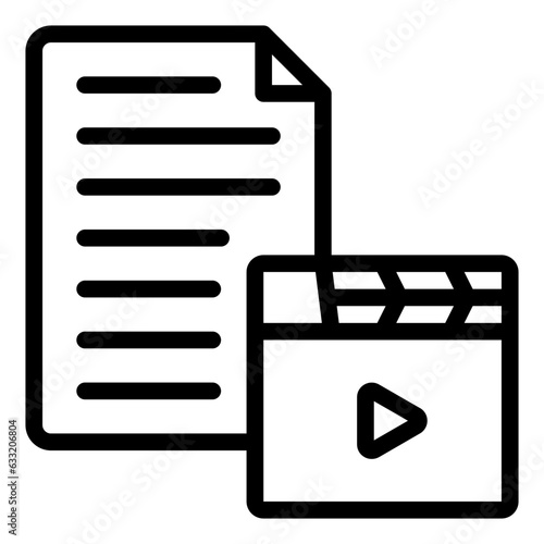 Film Script  document with clapperboard outline icon