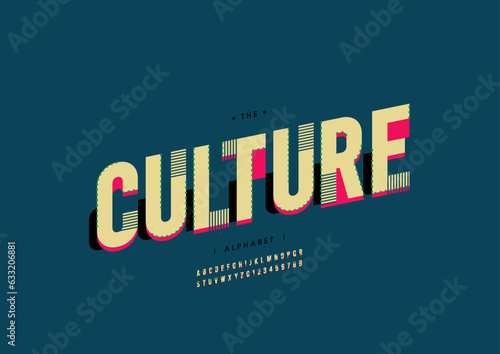Vector of stylized modern font and alphabet