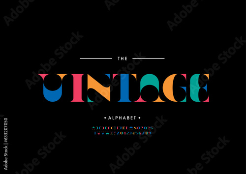 Vector of stylized modern font and alphabet