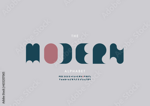 Vector of stylized modern font and alphabet