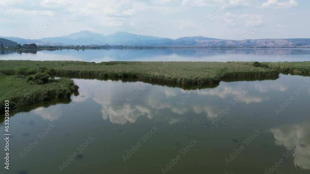 Ioannina and Pamvotis Lake Water Mirror in Epirus, Greece Mainland- Aerial Ioannina and Pamvotis Lake Water Mirror in Epirus, Greece Mainland- Aerial