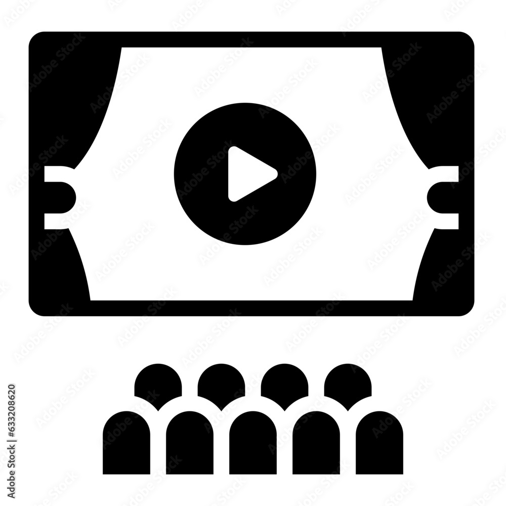 Cinema theatre solid glyph icon Cinema theatre solid glyph icon