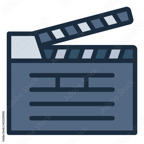 Clapperboard for videography filled line icon