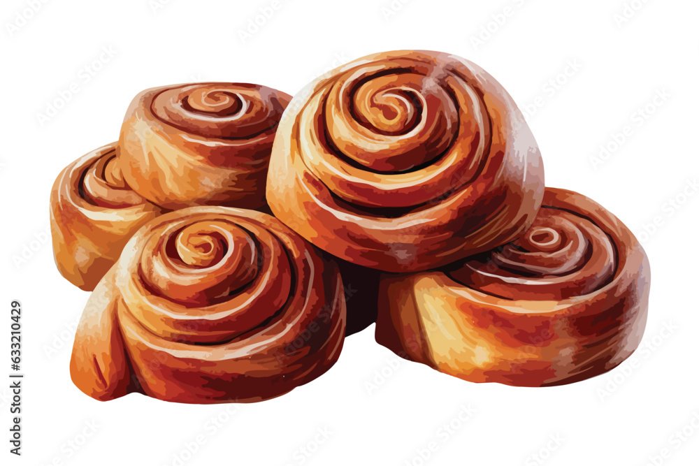 Cinnamon rolls cartoon style, vector illustration isolated on white background 