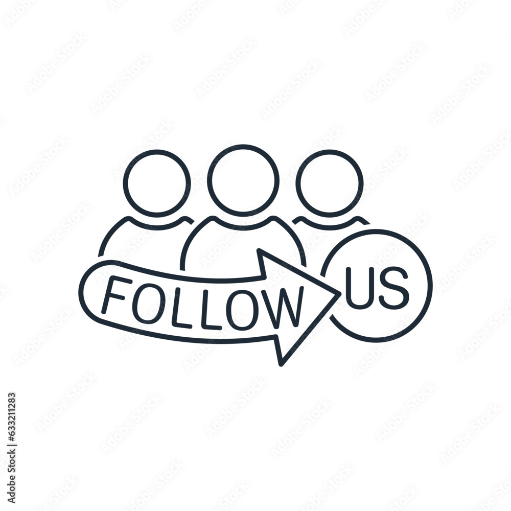 Group invitation. Follow us. Vector linear icon isolated on white background. Group invitation. Follow us. Vector linear icon isolated on white background.