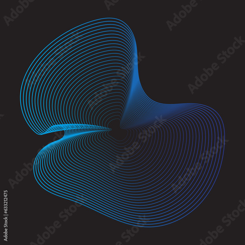 Abstract Blue Geometric Contour Wavey Lines