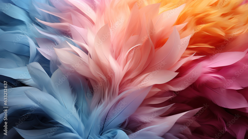 Whispers of Pastel: Abstract Feather Background. Generative AI