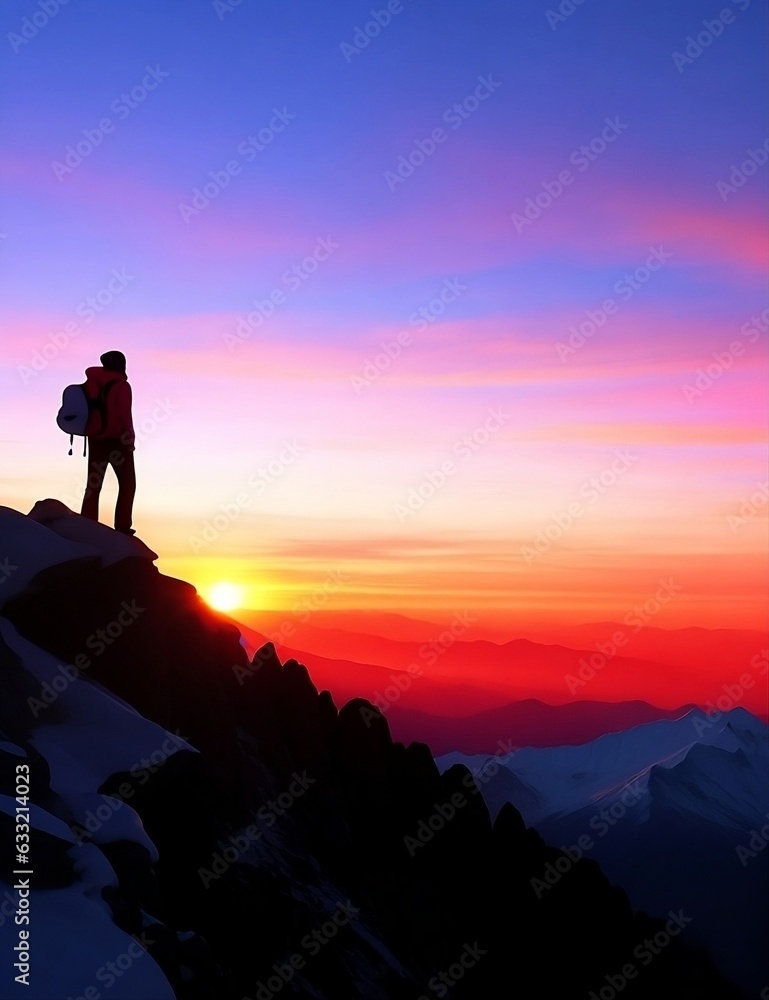 Fototapeta premium Hiking person on a mountain top