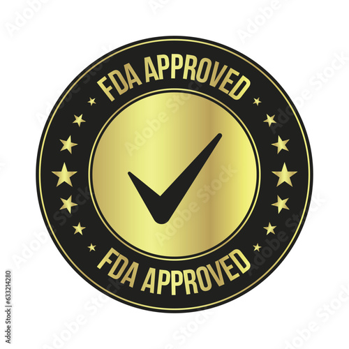 FDA Or Food and Drug Administration Approved Seal, Badge, Emblem, Label, Packaging Design Elements, The United States Food And Drug Administration Certified Badge Design, CBD Label Design Elements photo