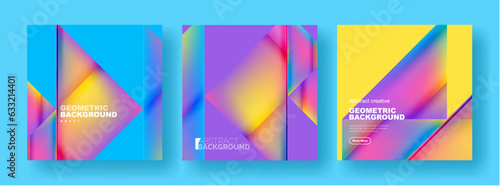 Wallpaper Mural Set of abstract backgrounds - overlapping triangles with fluid gradients design. Collection of covers, templates, flyers, placards, brochures, banners Torontodigital.ca