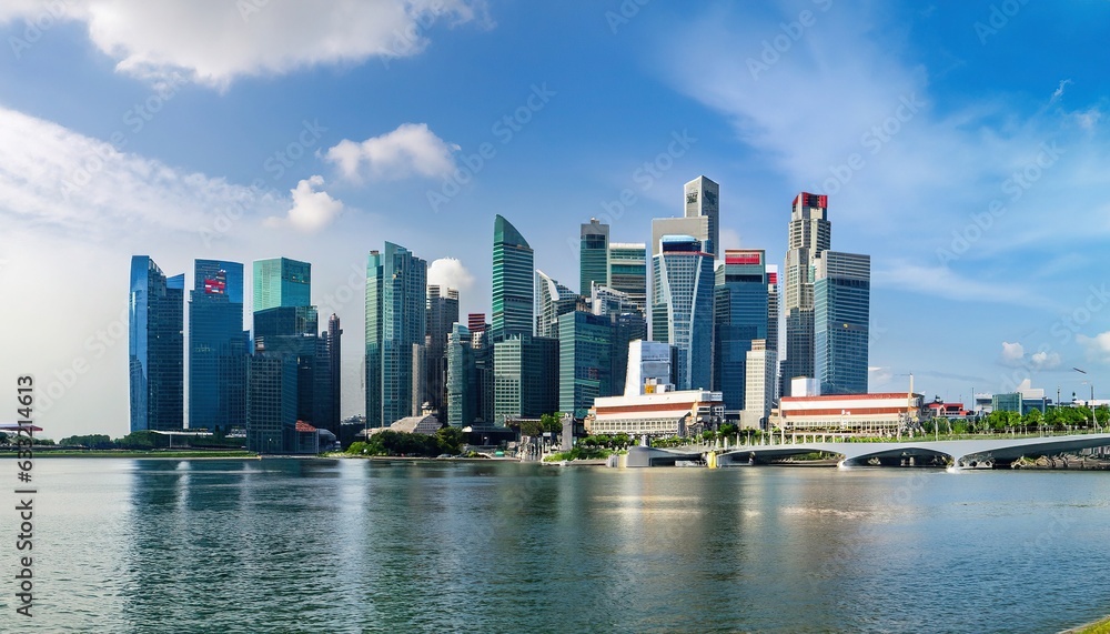 Obraz premium city skyline and clean sky, smart city skyline, A city skyline with clear skies and no visible pollution