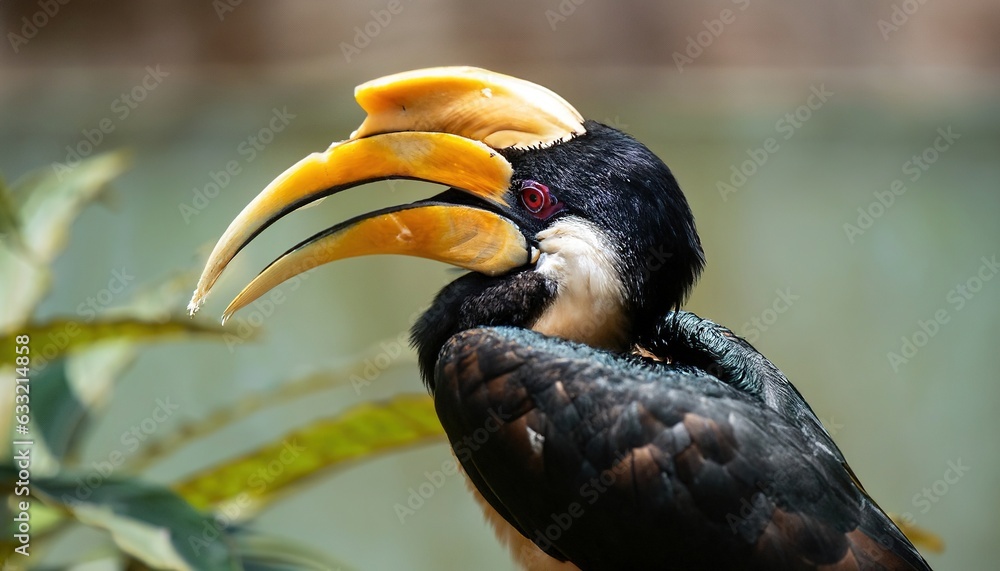 Obraz premium Close up of a horned hornbill
