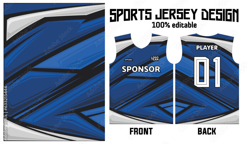 blue abstract pattern jersey design for sport uniform Stock Vector